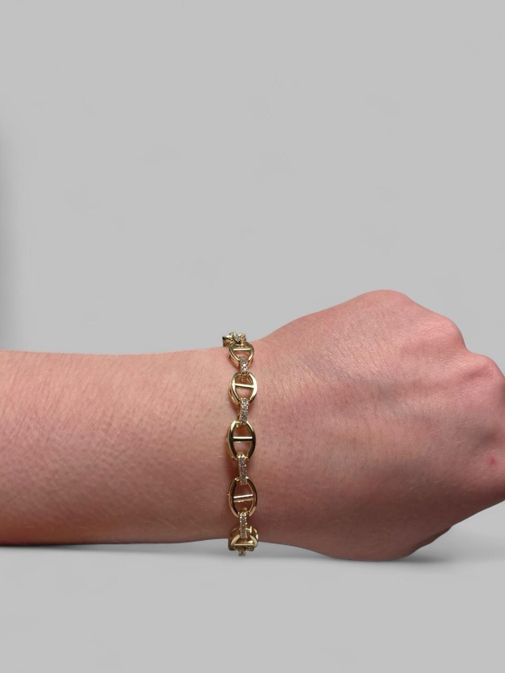 18K Gold-Filled CZ Equestrian Horsebit Link Bracelet (Non-Tarnish)